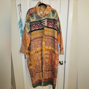 Kantha Bae Cowl - Bohemian Patchwork Long Sleeve Over Coat